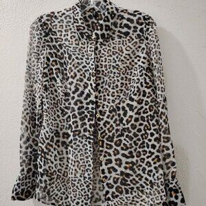 MARCIANO LOS ANGELES- SMALL -ANIMAL PRINT MESH SHIRTS LONG SLEEVES